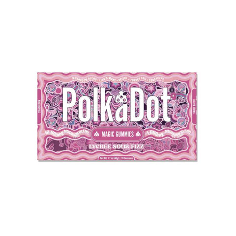 Polkadot Magic Mushroom Gummies Lychee Sour Fizz – sour lychee gummy with fizzy zing and mushroom-infused experience