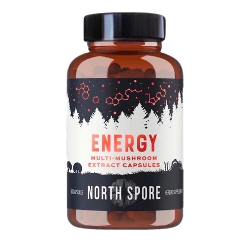 Get a natural boost of energy with North Spore Organic Energy Multi-Mushroom Extract Capsules. Improve vitality and wellness with this powerful mushroom blend.