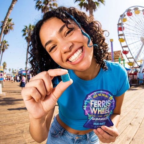 Ferris Wheel Daily Mood Gummies pouch and functional ingredients for cognitive focus and social energy