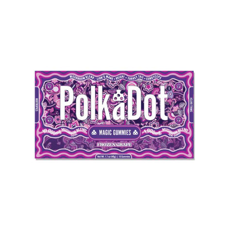 Polka Dot Magic Gummies Frozen Grape package on a white background