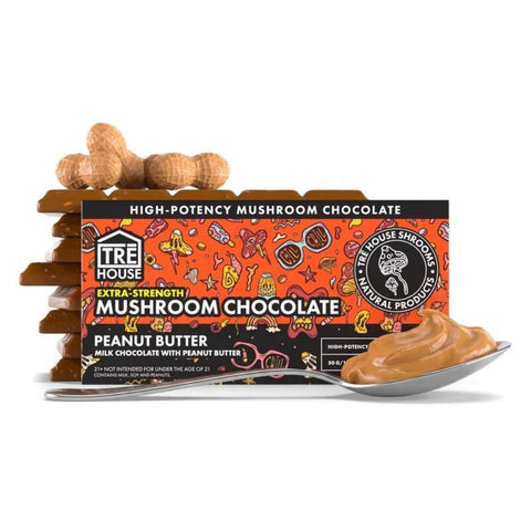 TRĒ House Peanut Butter mushroom chocolate bar packaging