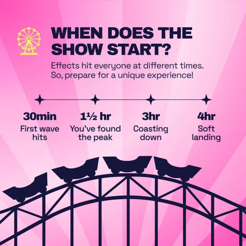Front display of Ferris Wheel Pink Stardust party tablets 2-pack supplement.