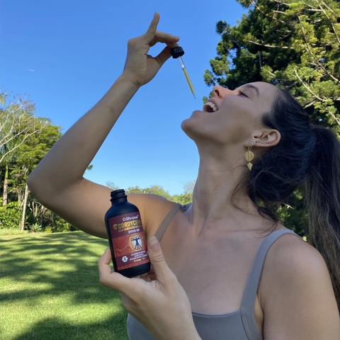 Woman enjoying outdoor lifestyle with natural functional mushroom extracts