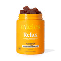 Close-up of Mielos Relax plant-based pectin gummies infused with botanical terpenes