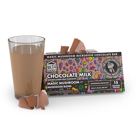 Tre House Magic Mushroom Chocolate Bar – Chocolate Milk flavor with rich cocoa taste, smooth mushroom extract blend, and euphoric psychedelic-inspired experience