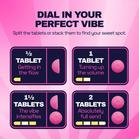 Ferris Wheel Pink Stardust party tablets 2-pack for social energy and wellness.