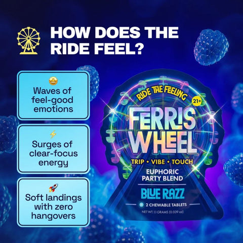 Close-up photo of Ferris Wheel party tablets 2-pack supplement.