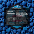 TRE House Extra Strength  Mushroom Gummies Blue Raspberry back panel detailing mushroom blend ingredients, serving size, and nutrition facts