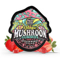 Packaging for Tre House Magic Mushroom Gummies with a colorful design and an image of mangoes. The package indicates the product is 15 gummies and has a juicy mango flavor.